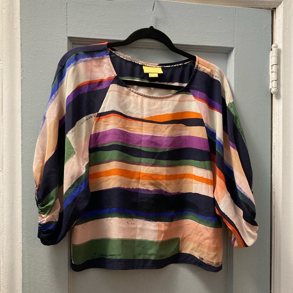 Maeve size small Anthropologie blouse in stripe watercolor print